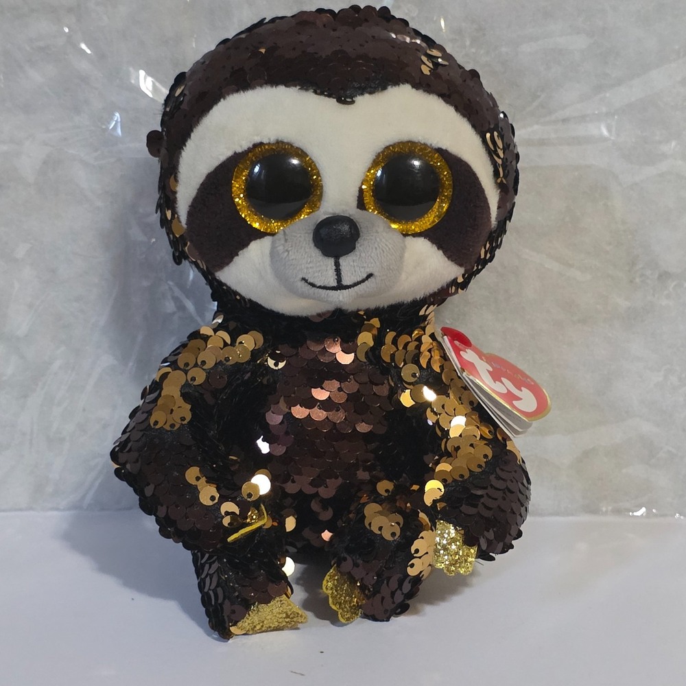 TY Flippables DANGLER Sloth Beanie Boo Color Changing Sequin Plush 2019 6" New